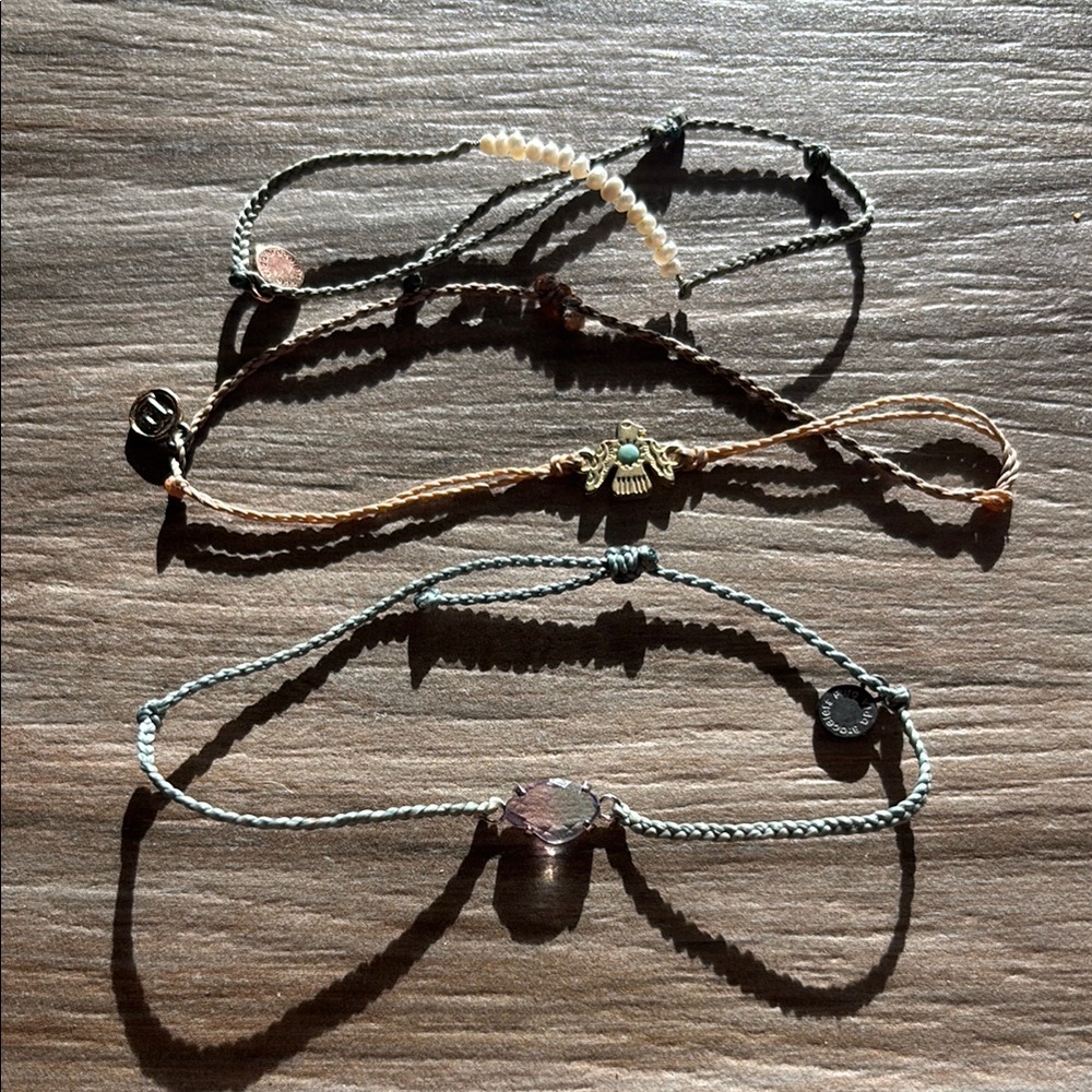 Set of Three Pura Vida Bracelets with Charms